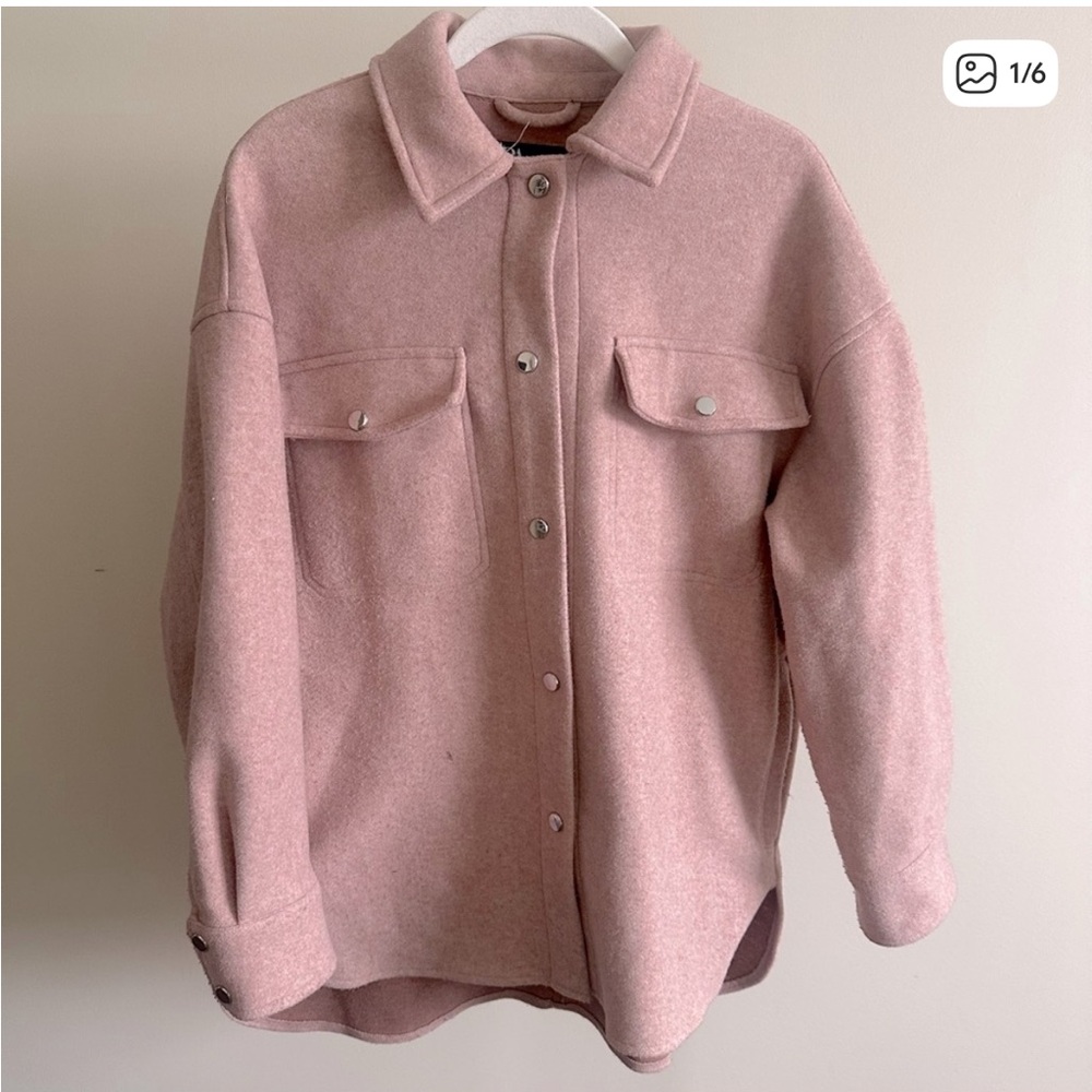 Zara Light Pink Wool Shacket
